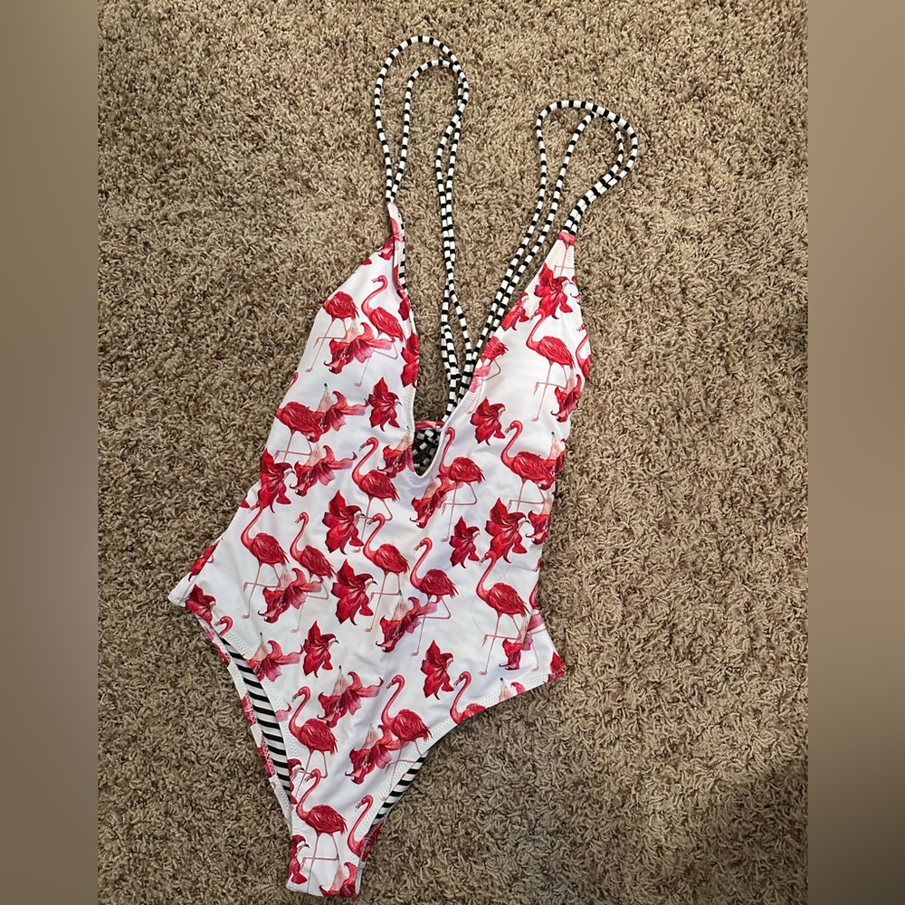 Flamingo Print One-Piece Swimsuit